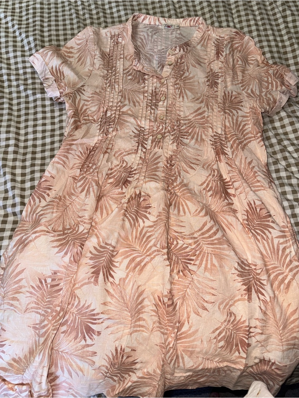 Faherty Blush Pink Palm-Print Mini Dress